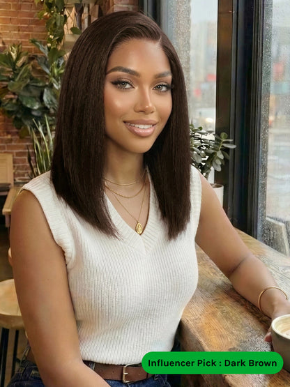Klaiyi Light Yaki Straight Put On & Go Glueless Bob Wig 7x5 Lace Closure Wig Beginner Friendly Human Hair Wig Flash Sale