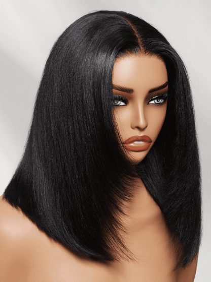 Klaiyi Light Yaki Straight Put On & Go Glueless Bob Wig 7x5 Lace Closure Wig Beginner Friendly Human Hair Wig Flash Sale