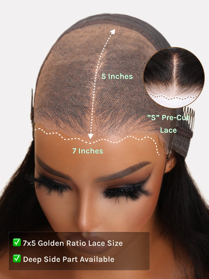 Klaiyi Light Yaki Straight Put On & Go Glueless Bob Wig 7x5 Lace Closure Wig Beginner Friendly Human Hair Wig Flash Sale